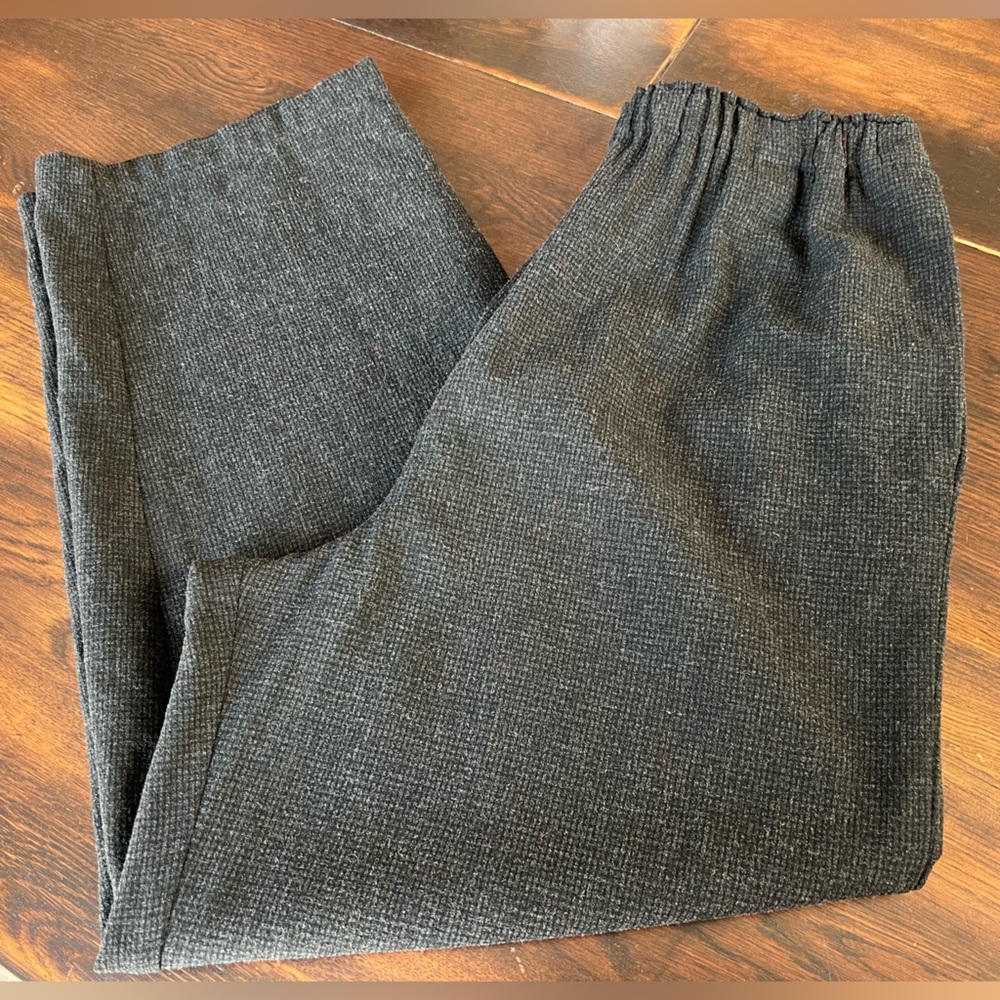 Su-zen Vintage Wool Blend Pants Women’s L Gray Pull On Straight Leg Basics USA